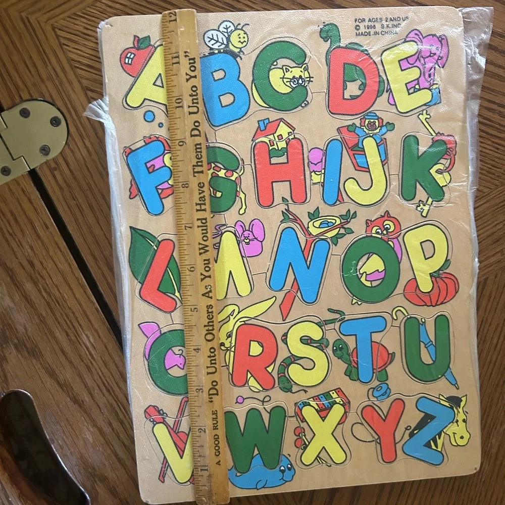 Vintage Wood Alphabet Puzzle for Kids